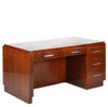 1930s Art Deco Geometric Writing Mahogany Desk with Chrome Handles
