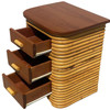 Restored Streamline Art Deco Stacked Rattan Bedside Table W/ Mahogany Top, Pair Restored Streamline Art Deco Stacked Rattan Bedside Table W/ Mahogany Top, Pair