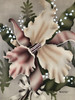1940s Airbrushed Daffodil Flowers with Bow Still Life Painting by Terone, Framed 1940s Airbrushed Daffodil Flowers with Bow Still Life Painting by Terone, Framed