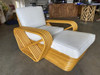 1940s Restored Six-Strand Square Pretzel Rattan Chaise Lounge Chair