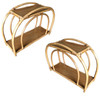 1950s Restored "Double Arch" Rattan Side Table Pair with Two-Tier Mahogany Tops