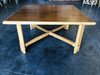 1950s Restored "X" Base Rattan Coffee Table with Mahogany Top