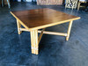 1950s Restored "X" Base Rattan Coffee Table with Mahogany Top