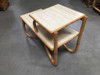 1950s Restored Arch Leg Two-Tier Rattan Side Lamp Table 1950s Restored Arch Leg Two-Tier Rattan Side Lamp Table