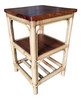1950s Restored Rattan Square Side Table 1950s Restored Rattan Square Side Table