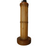 1950s Restored Round Split Rattan Table Lamp With Carved Wood Base & Wrappings 1950s Restored Round Split Rattan Table Lamp With Carved Wood Base & Wrappings