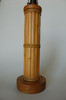 1950s Restored Round Split Rattan Table Lamp With Carved Wood Base & Wrappings 1950s Restored Round Split Rattan Table Lamp With Carved Wood Base & Wrappings