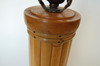 1950s Restored Round Split Rattan Table Lamp With Carved Wood Base & Wrappings 1950s Restored Round Split Rattan Table Lamp With Carved Wood Base & Wrappings