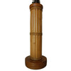 1950s Restored Round Split Rattan Table Lamp With Carved Wood Base & Wrappings 1950s Restored Round Split Rattan Table Lamp With Carved Wood Base & Wrappings