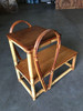 1950s Restored Tear Drop Rattan Table W/ Mahogany Tops
