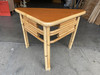 1950s Restored Stacked Rattan Corner Side Table With Mahogany Tabletop