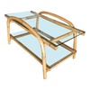 1950s Restored Two-Tier "Swoop Arch" Rattan Side Table With Glass Top 1950s Restored Two-Tier "Swoop Arch" Rattan Side Table With Glass Top