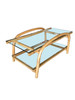 1950s Restored Two-Tier "Swoop Arch" Rattan Side Table With Glass Top 1950s Restored Two-Tier "Swoop Arch" Rattan Side Table With Glass Top