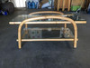 1950s Restored Two-Tier "Swoop Arch" Rattan Side Table With Glass Top 1950s Restored Two-Tier "Swoop Arch" Rattan Side Table With Glass Top