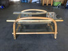 1950s Restored Two-Tier "Swoop Arch" Rattan Side Table With Glass Top 1950s Restored Two-Tier "Swoop Arch" Rattan Side Table With Glass Top