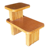 1950s Restored Vertically Stacked Rattan Side Lamp Table With Formica Tops 1950s Restored Vertically Stacked Rattan Side Lamp Table With Formica Tops