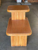 1950s Restored Vertically Stacked Rattan Side Lamp Table With Formica Tops 1950s Restored Vertically Stacked Rattan Side Lamp Table With Formica Tops