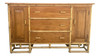 1950s Restored Vertically Stacked Rattan Sideboard with Mahogany Top 1950s Restored Vertically Stacked Rattan Sideboard with Mahogany Top
