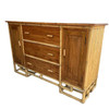1950s Restored Vertically Stacked Rattan Sideboard with Mahogany Top 1950s Restored Vertically Stacked Rattan Sideboard with Mahogany Top