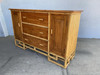 1950s Restored Vertically Stacked Rattan Sideboard with Mahogany Top 1950s Restored Vertically Stacked Rattan Sideboard with Mahogany Top