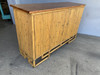 1950s Restored Vertically Stacked Rattan Sideboard with Mahogany Top 1950s Restored Vertically Stacked Rattan Sideboard with Mahogany Top