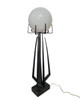 1960s Brutalist Wrought Iron Sculptural Floor Lamp With Glass Shade by Jean Maylon 1960s Brutalist Wrought Iron Sculptural Floor Lamp With Glass Shade by Jean Maylon