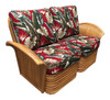 1990s "Hawaii" Rattan Fan Arm Two-Seat Sectional Settee Sofa 1990s "Hawaii" Rattan Fan Arm Two-Seat Sectional Settee Sofa