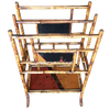 Antique Restored Aesthetic Movement Large Two-Tier Tiger Tortoise Bamboo Magazine Rack With Divider