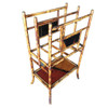 Antique Restored Aesthetic Movement Large Two-Tier Tiger Tortoise Bamboo Magazine Rack With Divider