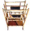 Antique Restored Aesthetic Movement Large Two-Tier Tiger Tortoise Bamboo Magazine Rack With Divider