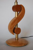 Carved Oak and Brass Biomorphic Modernist Table Lamp, Pair