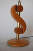 Carved Oak and Brass Biomorphic Modernist Table Lamp, Pair