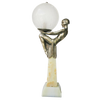 French Max Le Verrier Style Nude Flapper Obelisk Lamp