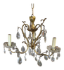 Hollywood Regency Crystal and Brass Three Lights Chandelier Hollywood Regency Crystal and Brass Three Lights Chandelier