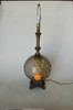 Hollywood Regency Smoked Bubble Glass Table Lamps With Inner Glowing Accent Light
