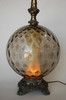 Hollywood Regency Smoked Bubble Glass Table Lamps With Inner Glowing Accent Light