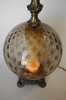 Hollywood Regency Smoked Bubble Glass Table Lamps With Inner Glowing Accent Light