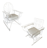 Iron Wire Patio Slider Rocking Lounge Chair With Scrolling Arms - a Pair