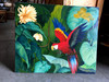 Large Oil on Canvas Parrot by Pia Tole 1947
