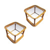 Mid 20th Century Restored Pair of 4-Strand Rattan Cubist Legs Coffee Table With Glass Tops