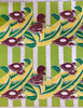 Mid 20th Century Wavy Green Striped Barkcloth With Tropical Banana Leaf Pattern