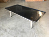 Mid Century Black Lacquer Coffee Table with Solid Cast Bronze Base