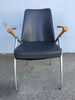 Modernist Leather Chairs With Cherry Oak Wingback Armrest - Set of 4 Attr. Paul Tuttle