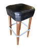 Modernist Steel Studded Knife Leg Bar Stool W/ Black Top Circa 1970 - a Pair
