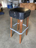 Modernist Steel Studded Knife Leg Bar Stool W/ Black Top Circa 1970 - a Pair