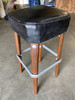 Modernist Steel Studded Knife Leg Bar Stool W/ Black Top Circa 1970 - a Pair