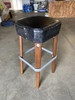 Modernist Steel Studded Knife Leg Bar Stool W/ Black Top Circa 1970 - a Pair