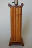 Pair of 1950s Restored Demi Inspired Rattan and Mahogany Table Lamps, Pair Pair of 1950s Restored Demi Inspired Rattan and Mahogany Table Lamps, Pair
