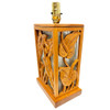 Main Product Image Restored Mid-century Hawaiian Carved Mango Wood Panel Lantern Table Lamps, Pair