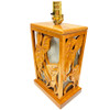 Main Product Image Restored Mid-century Hawaiian Carved Mango Wood Panel Lantern Table Lamps, Pair